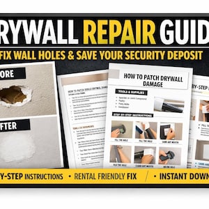 Drywall Repair Guide PDF – Renter DIY Wall Patch Instructions – Instant Digital Download
