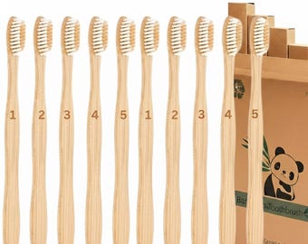 10-Pack Bamboo Toothbrushes, Soft Bristles, Eco Friendly