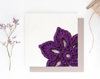 PRINTABLE CROCHET CARD, Purple Flower