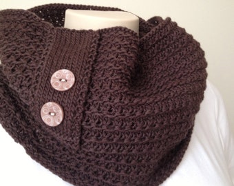 KNITTING PATTERN SCARF, Chocolate Cowl and Scarf