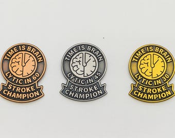 Stroke Team Anstecknadeln: Gold, Silber, Bronze - Door-to-Lytic Anerkennung. Militärische Kupplung Rückseite