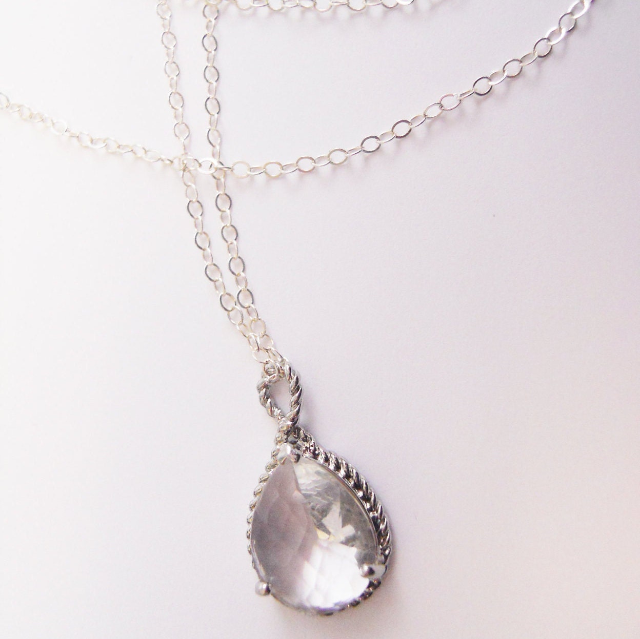 Single Crystal Rope Trim Necklace Etsy