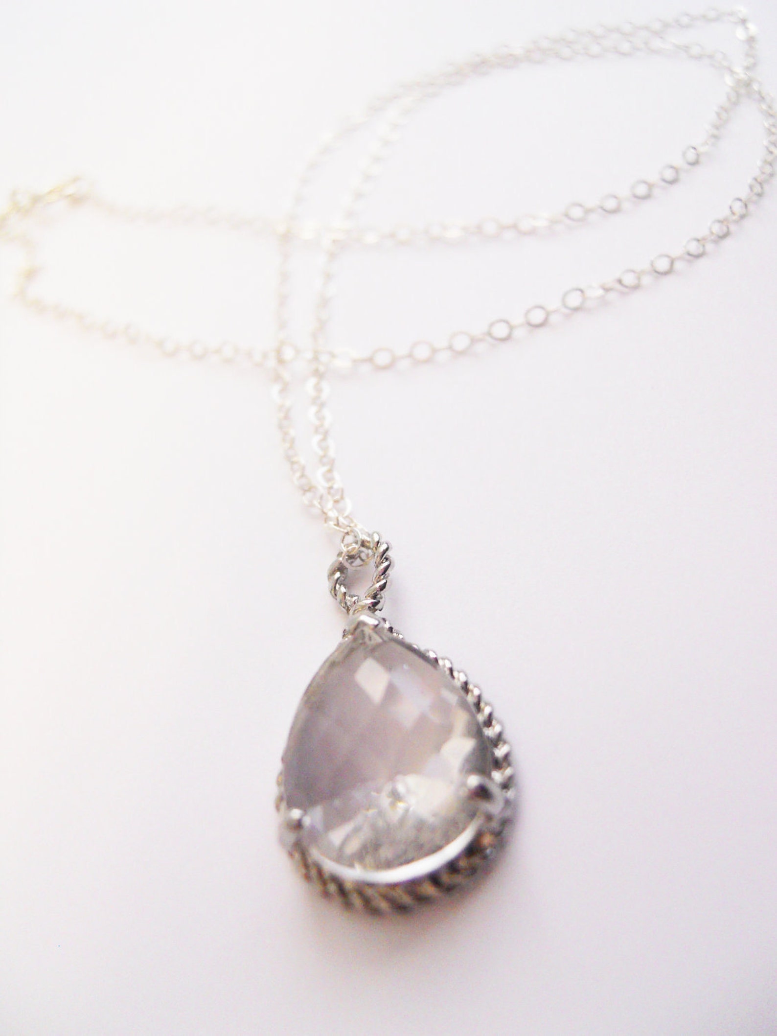 Single Crystal Rope Trim Necklace Etsy