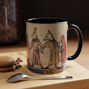 Medieval Animal Creatures Mug | Vintage Manuscript Illumination Coffee Cup |Gift for Art History Lovers | Medieval Marginalia Ceramic Mug