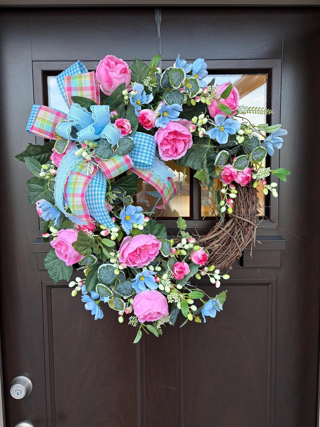 Shades of Spring Peony and Rose Wreath - Etsy