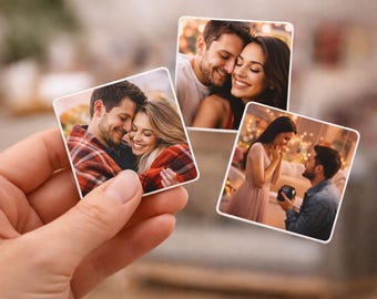 Valentine’s Day Photo Magnet 2x2 – Custom Couple Fridge Magnet, Personalized Love Gift,