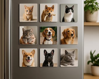 Custom Photo Magnets | 2x2 Glossy Fridge Magnets |Pet & Family photos | Unique