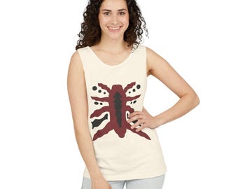 Hand Drawn Red Spider Inkblot Tank Top | Bug Silhouette Graphic