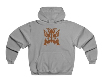Hand Drawn Tribal Symmetry Hoodie | Geometric Brown Front Graphic