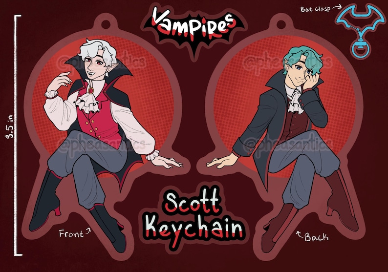 Vampires SMP Keychains // 3.5" Acrylic Double-sided // Owen and Scott Scott