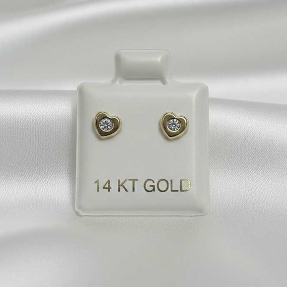 Timeless 14K Solid Yellow Gold Round Zirconia Scr… - image 1