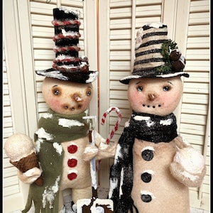 Primitive ANLEITUNG Süßes Prim Schneemänner Weihnachten E-Pattern