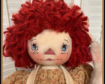 primitive Raggedy Ann Pattern, E PATTERN, Primitive Annie, Attic Annie pattern, raggedy Ann doll patterns