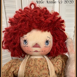 primitive Raggedy Ann Pattern, E PATTERN, Primitive Annie, Attic Annie pattern, raggedy Ann doll patterns