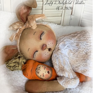 Primitive Bunny Pattern, E-PATTERN, Digital PDF, Cloth Doll Pattern, Spring Bunny Rabbit, Primitive Patterns, So Sleepy Bunny Pattern