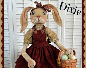 Primitive Bunny Pattern, Spring Pattern, Easter, PDF, E Pattern, cloth doll pattern, Dixie, Bunny Rabbit