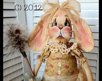 Primitive Bunny E-PATTERN, Spring Rabbit, Easter Bunny, Cloth doll pattern, PDF instant download pattern, Digital download pattern, Spring