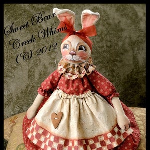 Primitive Bunny Pattern, Rabbit, PDF e-pattern, Easter, Spring, PDF instant download pattern, cloth doll pattern, Digital download pattern