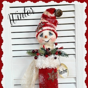 Primitive Snowman Pattern, Stocking pattern, sewing pattern, pdf instant download pattern, digital download pattern, Christmas, Holiday