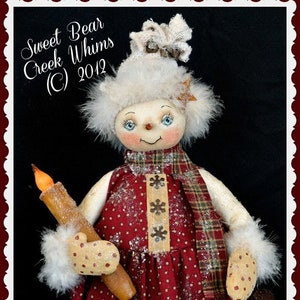 Primitive Snowman Pattern, Christmas, Holiday, Winter, Cloth doll pattern, Snowgirl, PDF Instant download pattern, Digital Download Pattern