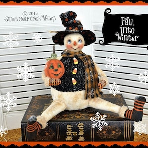Primitive Snowman Pattern, PDF doll pattern, Fall Into Winter, Halloween Pattern, PDF instand download pattern, Digital download pattern,
