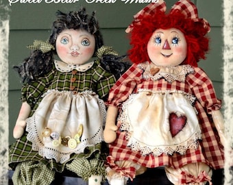 Primitive raggedy Ann pattern, Annie Pattern, Rag Doll, Cloth doll pattern, PDF instant download pattern, Digital download pattern, Sewing