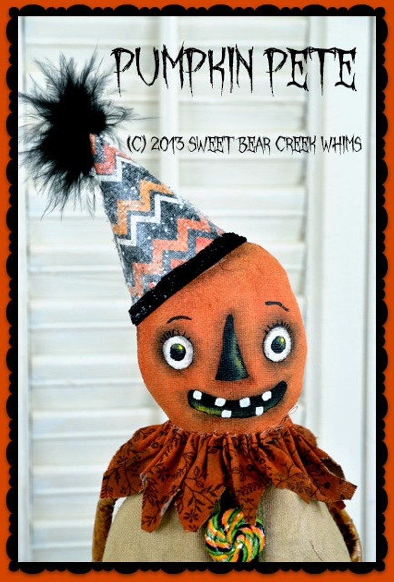 Primitive Pumpkin, Make-Do Pattern, Halloween, PDF, Candy Corn Pattern, Fall, Cloth doll pattern, Digital download pattern, Sewing pattern image 2