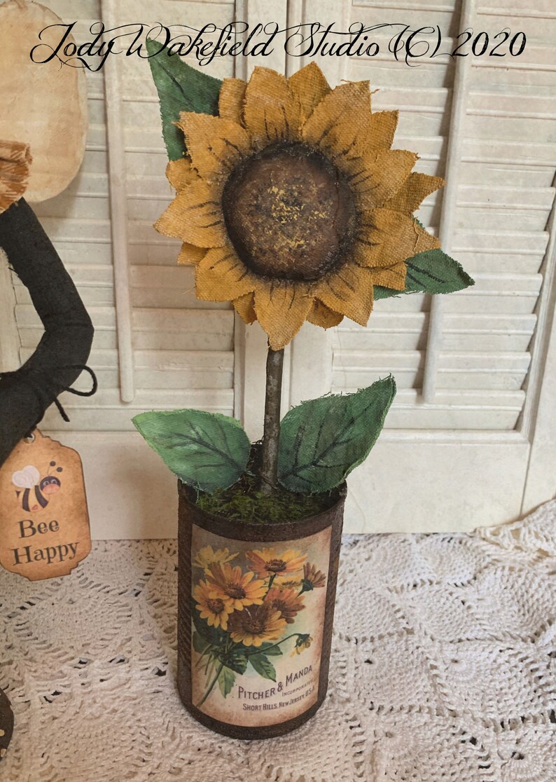 Primitive Bee and Sunflower Pattern Make-Do E PATTERN | Etsy