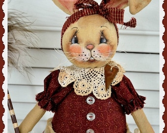 Primitive Pattern, Bunny Rabbit, Spring E-Pattern, Cloth doll pattern, PDF instant download pattern, Digital download pattern, sewing