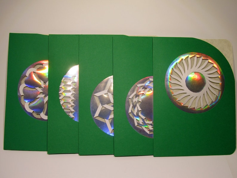 One of a Kind. St PATRICK/'S GREETING CARDS Green /& Beige Handmade wIntricate Cuts in Silver Metallic Iridescent Paper Five