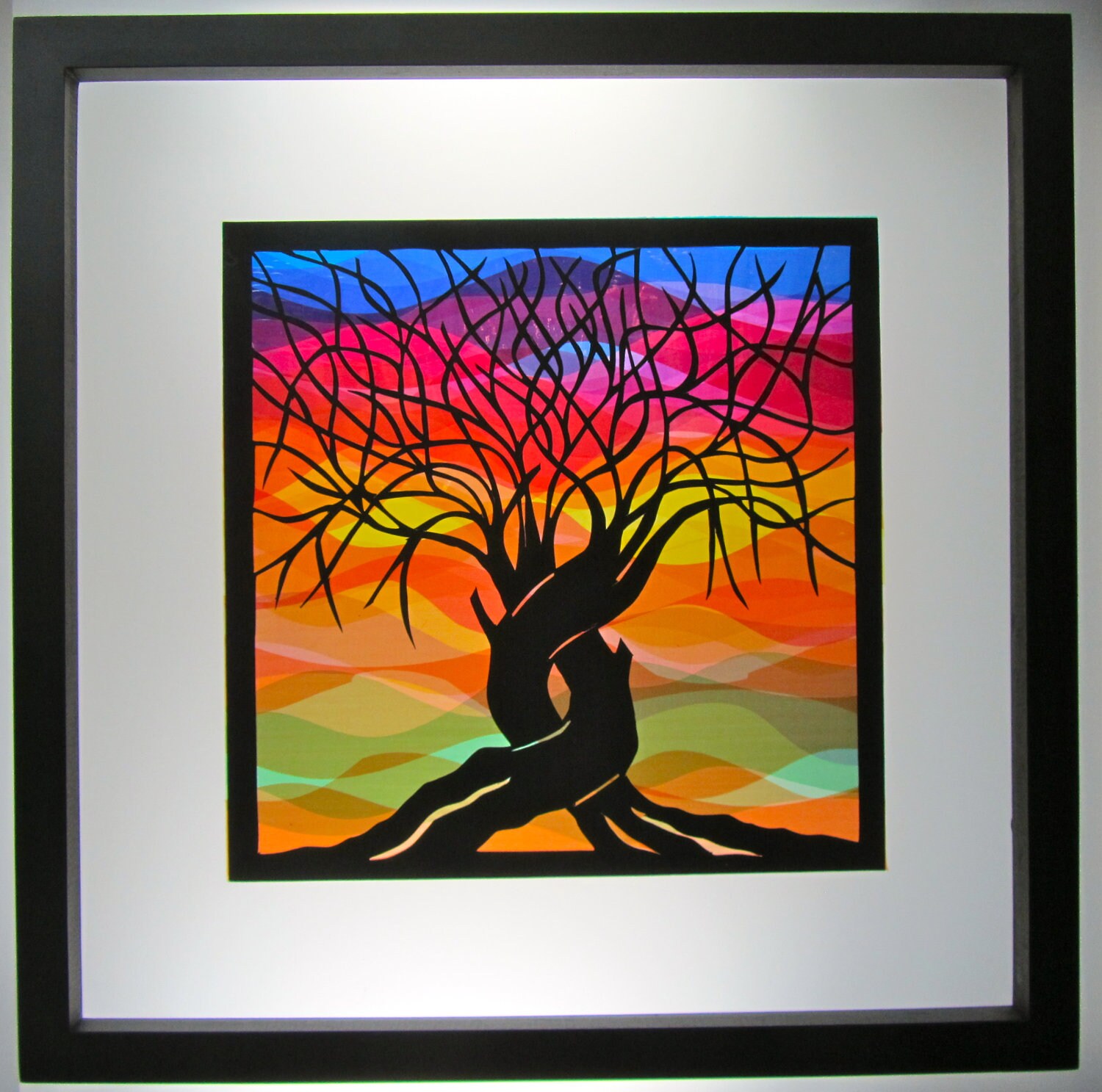 2 Trees of Life as One Home Décor Wall Art Silhouette Paper Cutout