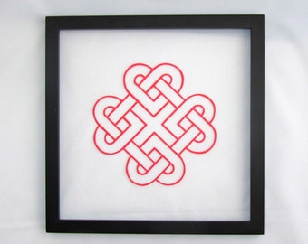 VALENTINES CELTIC HEART Eternity Love Knot Silhouette Paper cut. in Bright Red Engagement & Wedding Gift Wall Art Décor Hand cut OOaK