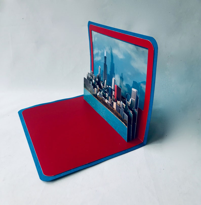 CHICAGO 3D Pop-Up Card w/use of Photographs as Silhouette Cut Outs of in Layers, CUSTOM ORDER Original design One Of A Kind image 6