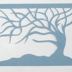 ACEO Tree Of Life Blue Silhouette Cutout Original Design Elegant Hand-cut When Floating in a Frame and Turned Into Wall Art OOAK Signed image 5