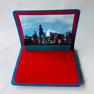 CHICAGO 3D Pop-Up Card w/use of Photographs as Silhouette Cut Outs of in Layers, CUSTOM ORDER Original design One Of A Kind image 3