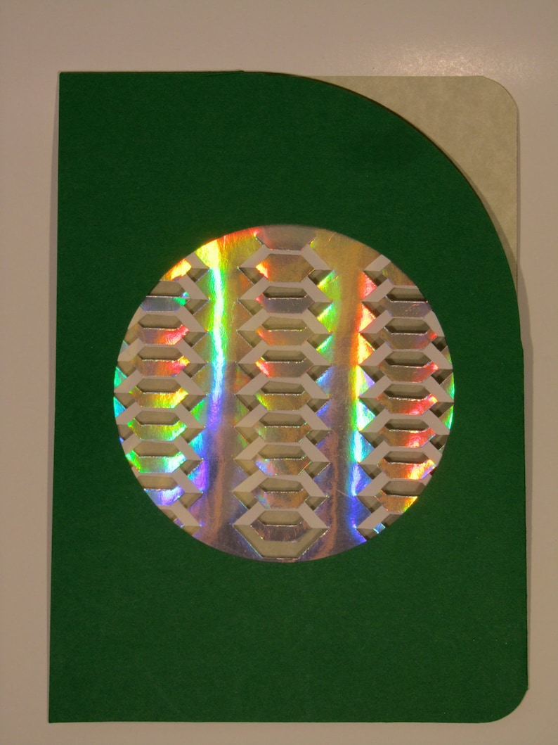 One of a Kind. St PATRICK/'S GREETING CARDS Green /& Beige Handmade wIntricate Cuts in Silver Metallic Iridescent Paper Five