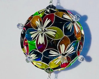 VALENTINE ORNAMENT GIFT Handmade Modular Origami Home Décor in Shimmery Metallic Multi Colors Paper, comes w/Metal Ornament Stand OneOfAKind