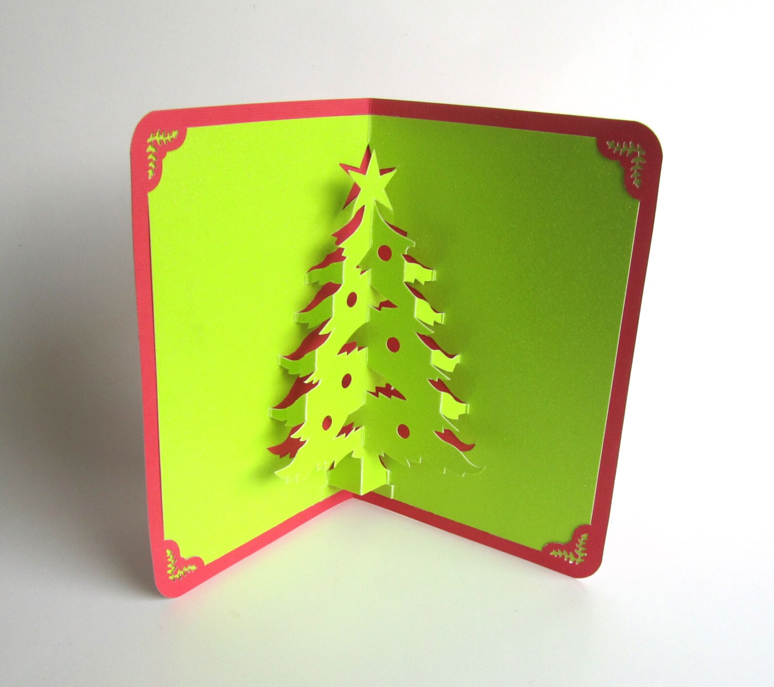CHRISTMAS TREE 3D Pop up Greeting Card Home Décor Handmade Origamic ...