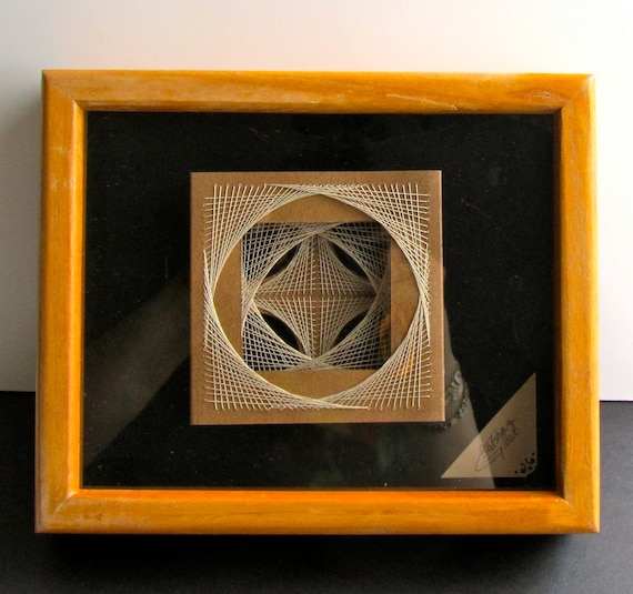 STRING ART ORIGINAL Geometric Design, 3 Layers Stitched on