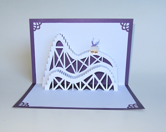 Pop up ROLLER COASTER Greeting Card, Birthday, Vacation, Home