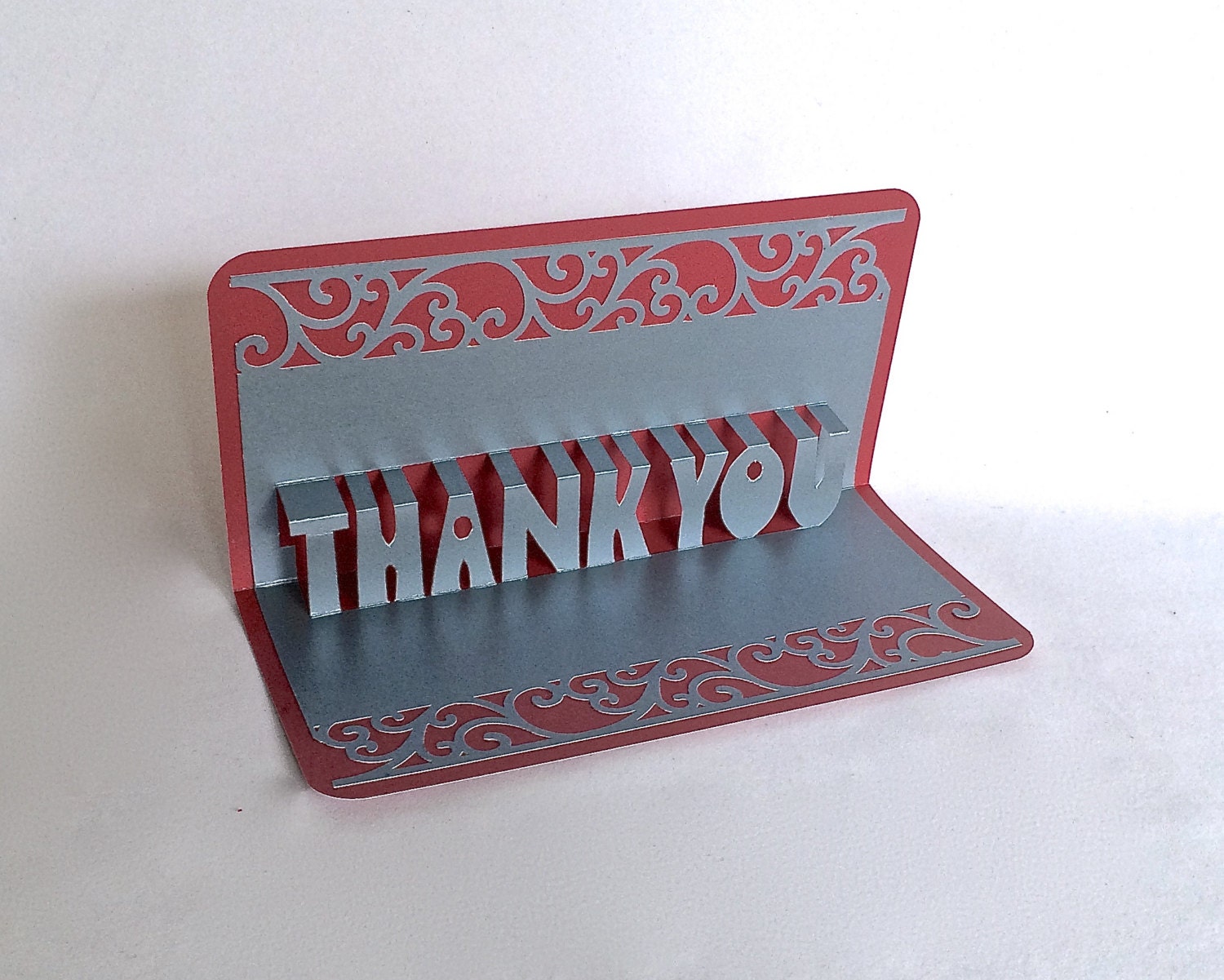 THANK YOU 3D Pop Up Greeting Appreciation Card in Metallic Etsy