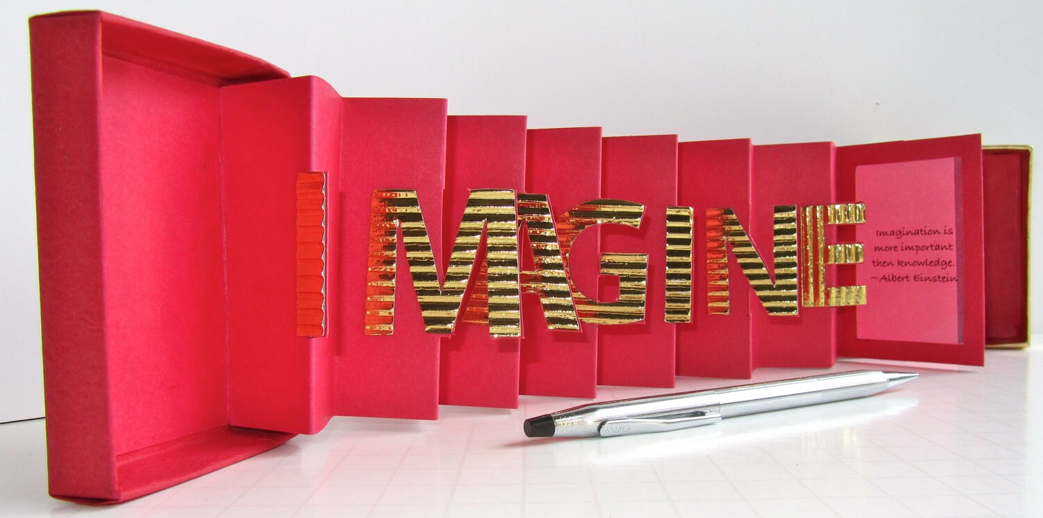 IMAGINE INSPIRATION Card in a Box With a QUOTE Original Design in Red ...