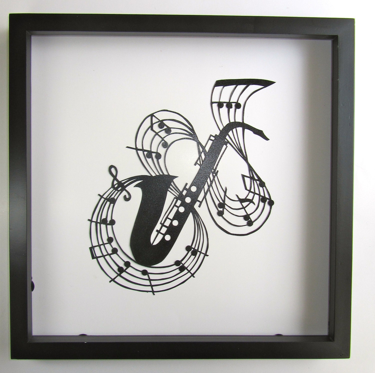 Saxophone W Notes De Musique Noir Silhouette Paper Cut Pour Etsy France