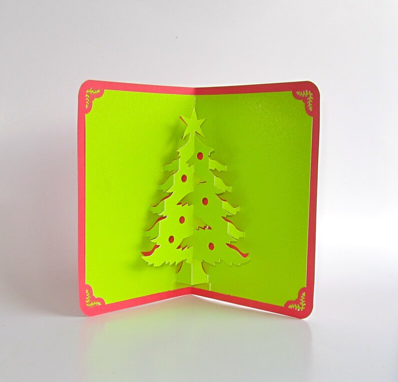 CHRISTMAS TREE 3D Pop up Greeting Card Home Décor Handmade Origamic ...
