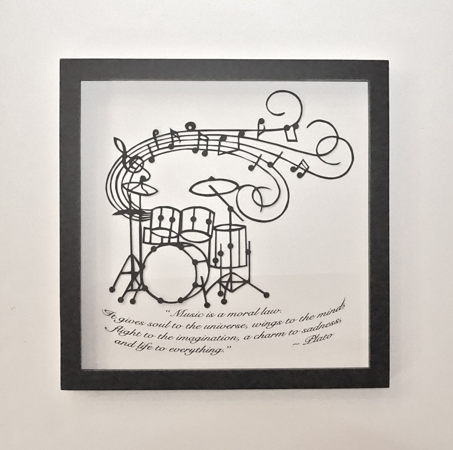 Drums W Music Notes Platos Quote Original Handmade Design Etsy France