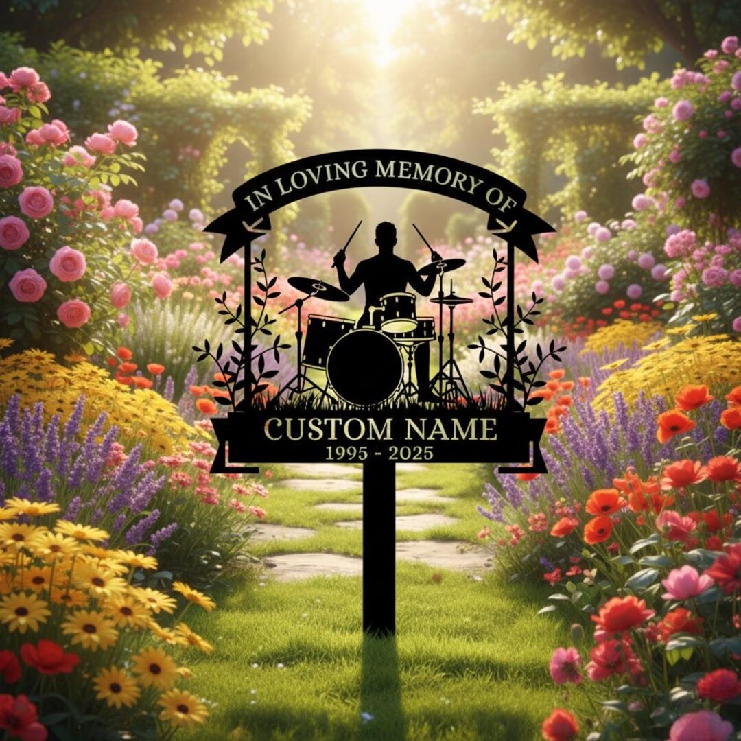Drummer Sign Drummer Memorial Metal Yard Sign, Personalized Music Tribute Garden ...