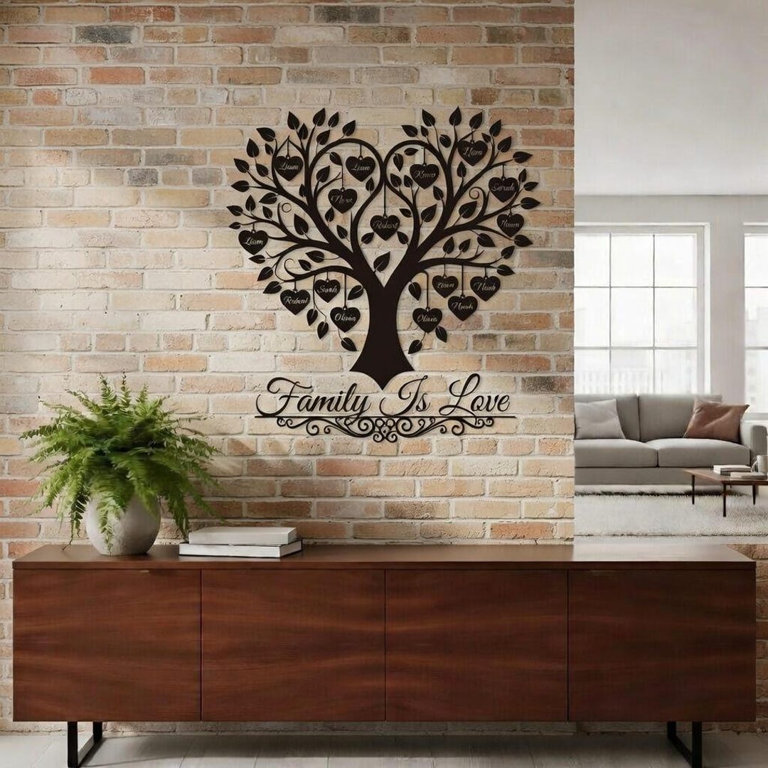 Personalized Family Tree Wall Decor, Family is Love Sign, Custom Family ...
