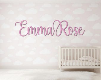 Personalized Baby Name Wall Sign, Custom Nursery Name Decor, Script Girl Room Wall Art, Newborn Gift