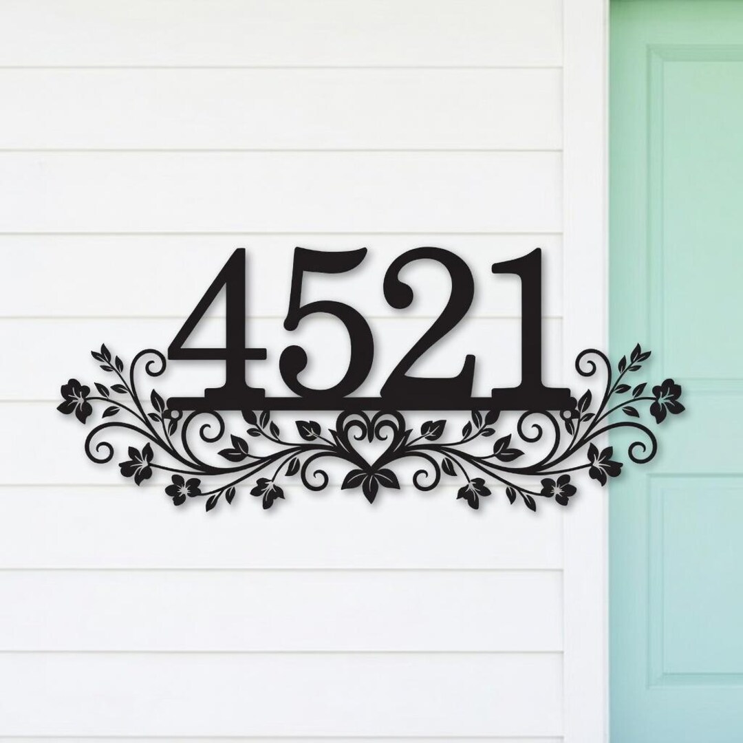 Address/number Decoration Decorative House Numbers Sign - Custom Address Plaque With Floral ...