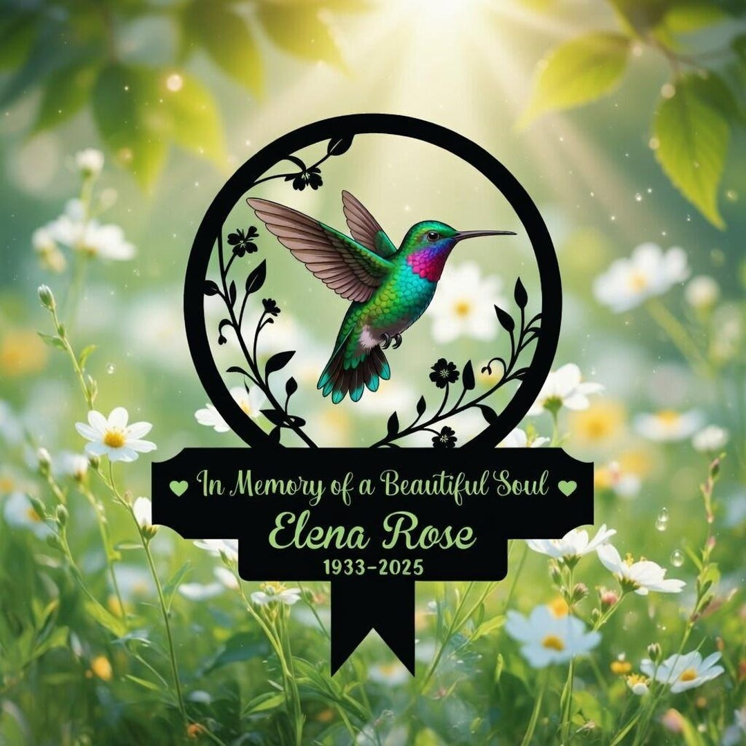 Personalized Hummingbird Memorial Garden Stake, Custom Garden Memorial ...